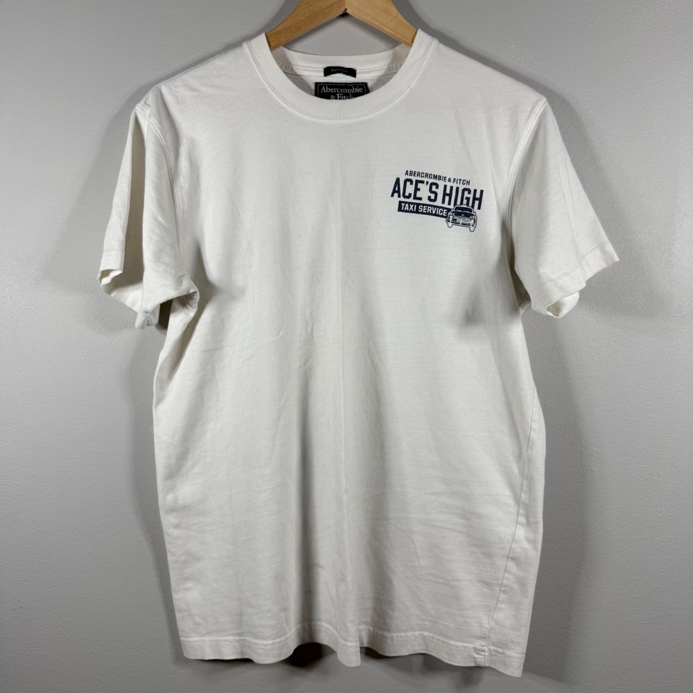 Abercrombie & Fitch Ace's High Taxi Service Graphic T-Shirt White Medium